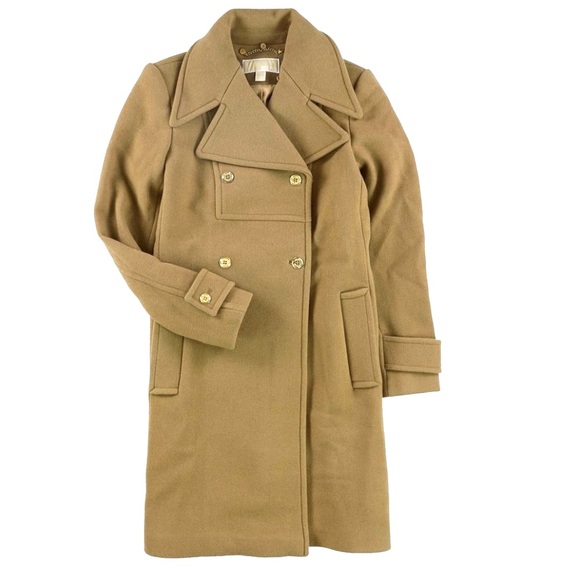 NEW Michael Kors Double Breasted Wool Coat with removable faux fur collar - Picture 2 of 12